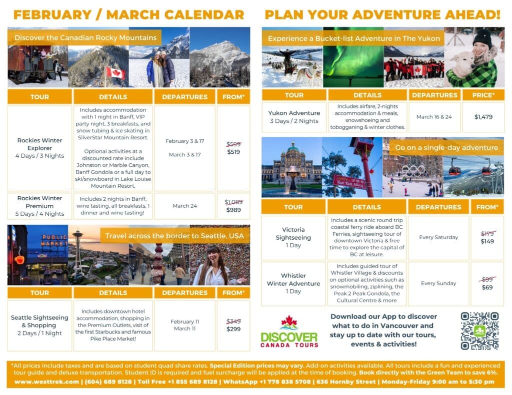 West Trek February/March Calendar